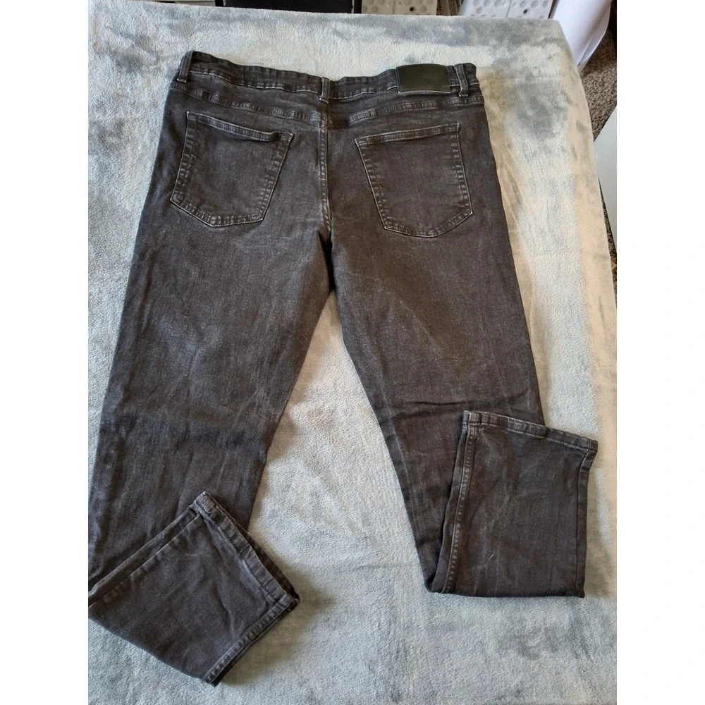 DKNY Jeans Duane Straight Fit Mens Washed Black Denim Pants 36x32 Stretch‎